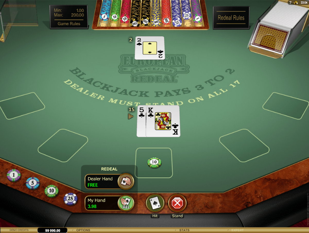 european blackjack redeal microgaming