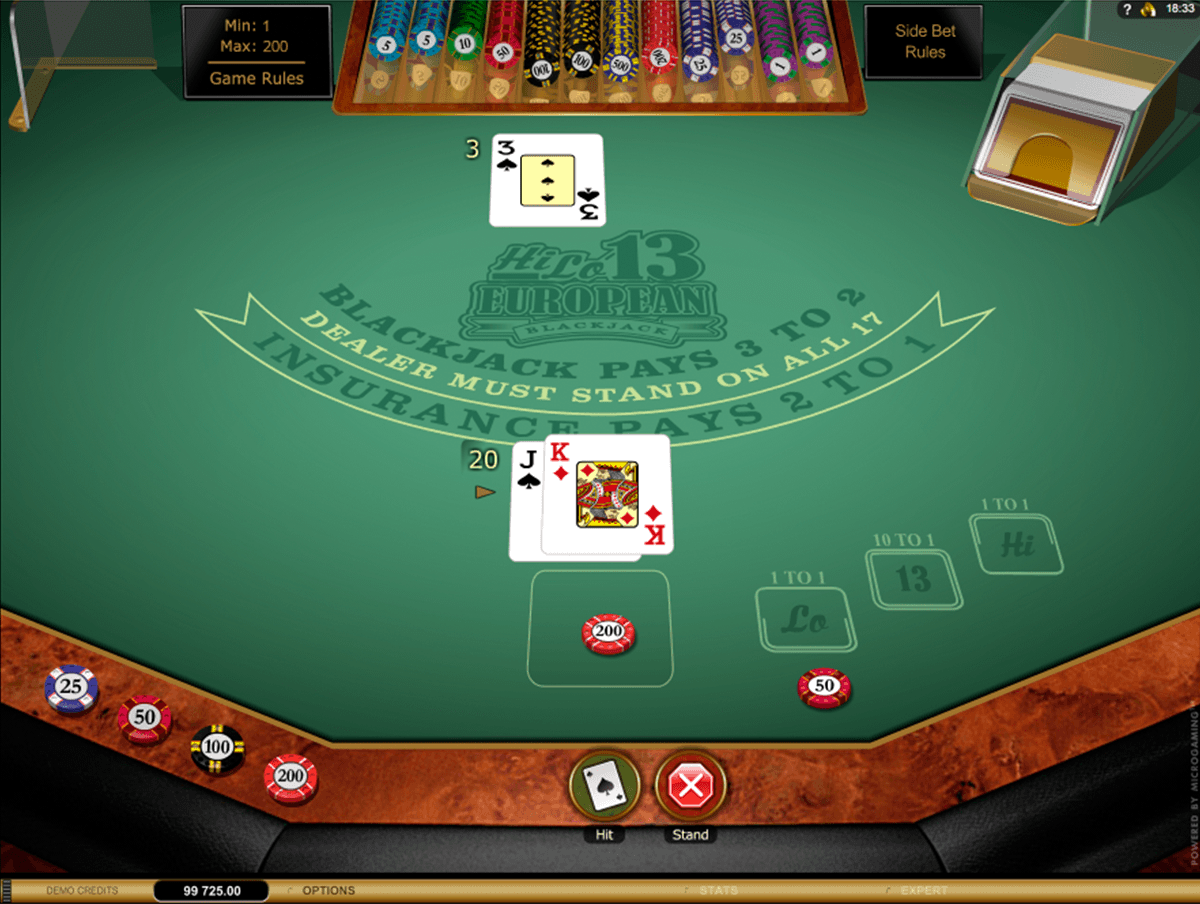 hi lo european blackjack gold series microgaming