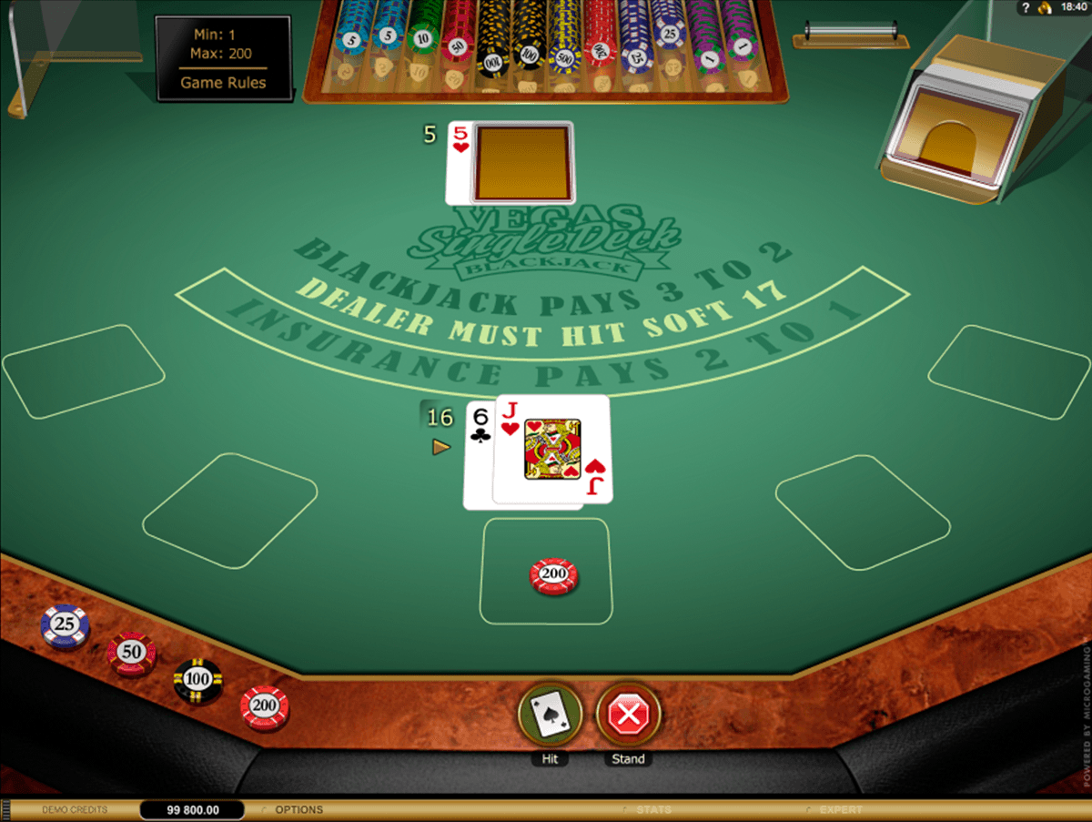 vegas single deck blackjack gold series microgaming